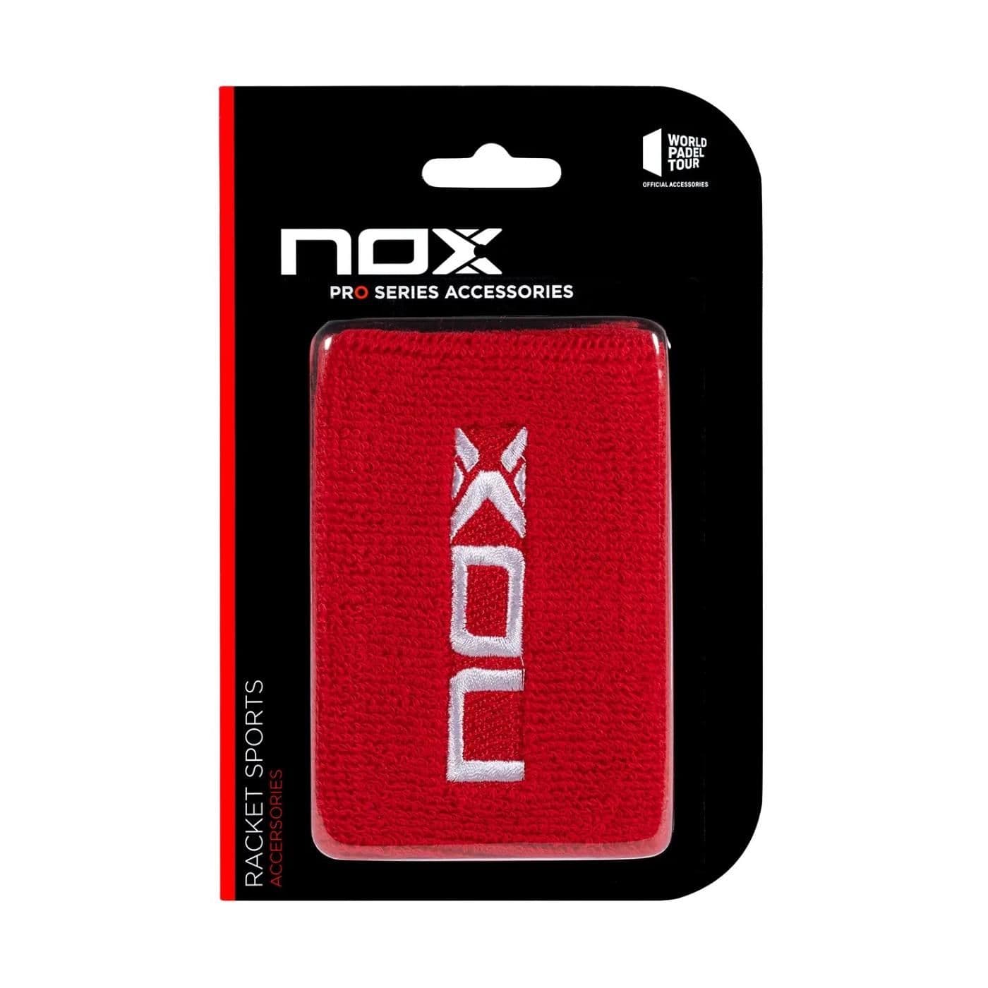 BLISTER (2 UDS) MUÑEQUERA NOX ROJA LOGO BLANCO image.