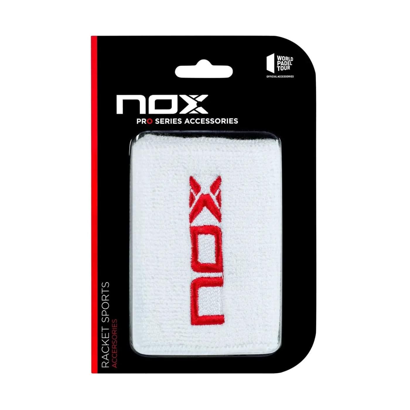 BLISTER (2 UDS) MUÑEQUERA NOX BLANCO LOGO ROJO image.